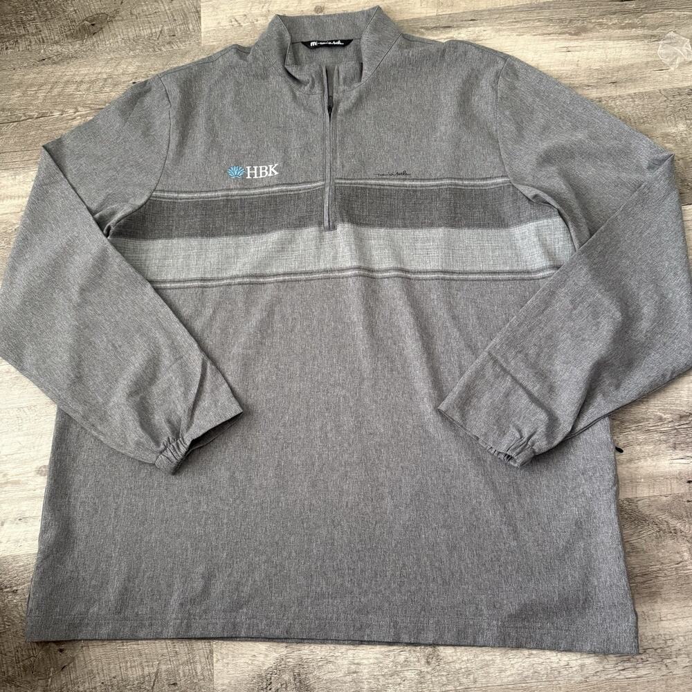 TravisMathew 1/4 Zip Golf Pullover Mens XXXL 3XL Gray Striped Long Sleeve Mock